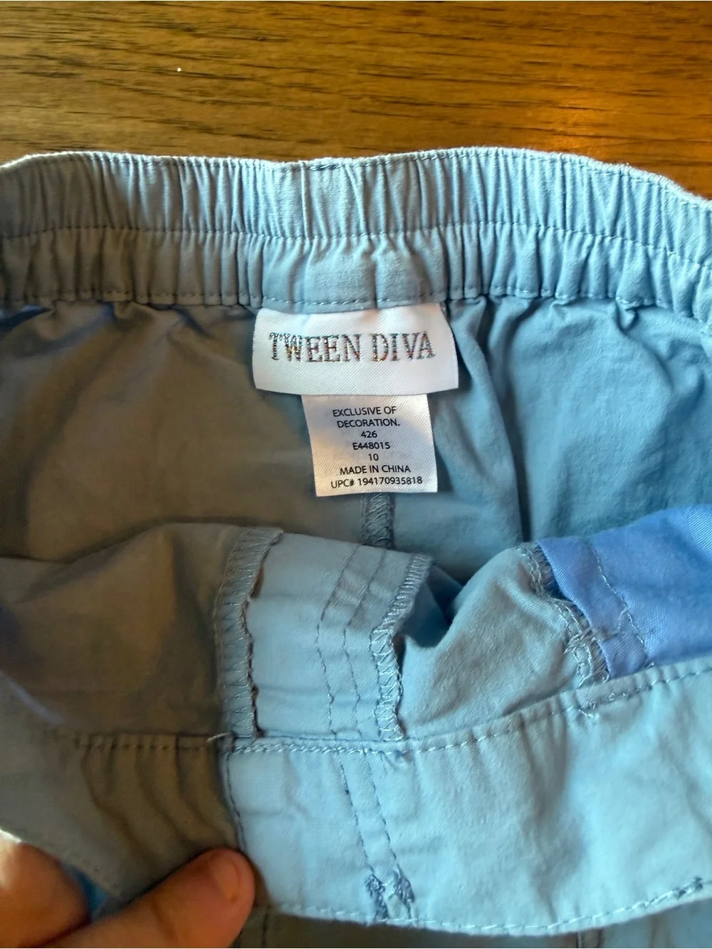 Tween Diva Cream Open-Knit Sweater & light blue cargo skirt  - girls size 10